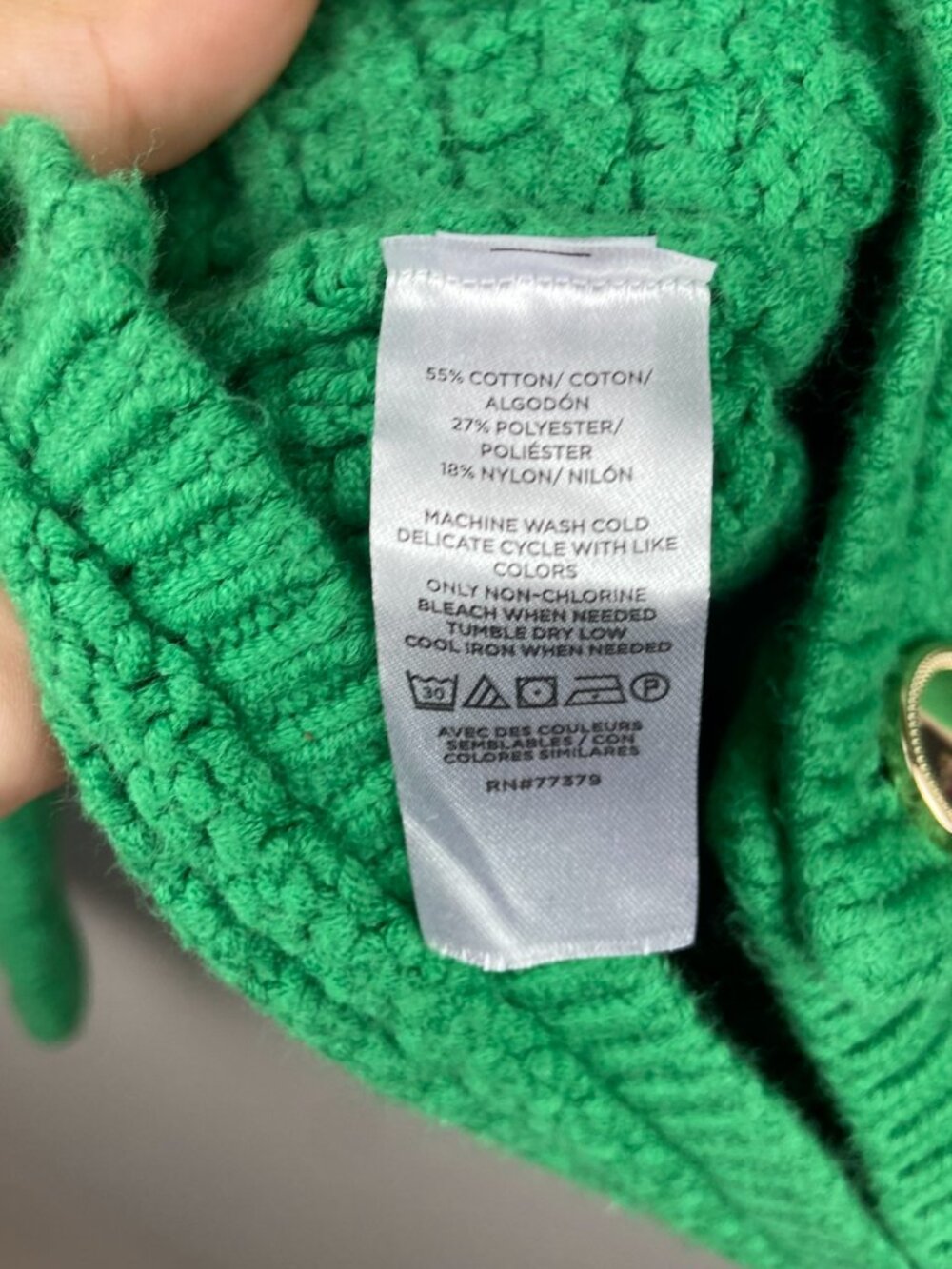 Ann Taylor Chunky Knit Green Cardigan With Gold Buttons Size Small Petite - Picture 8 of 8
